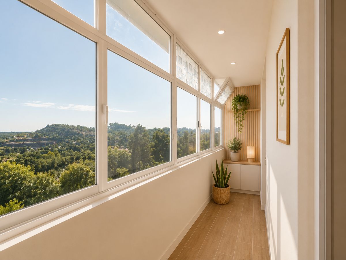 Potencial da marquise envidraçada depois de renovada (imagem gerada por inteligência artificial)